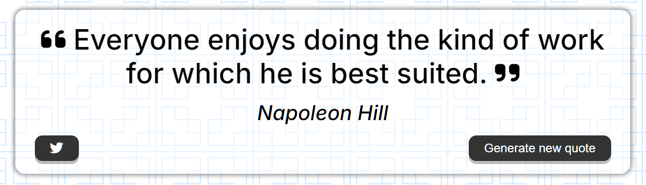 A picture of Eric's quote generator website.
